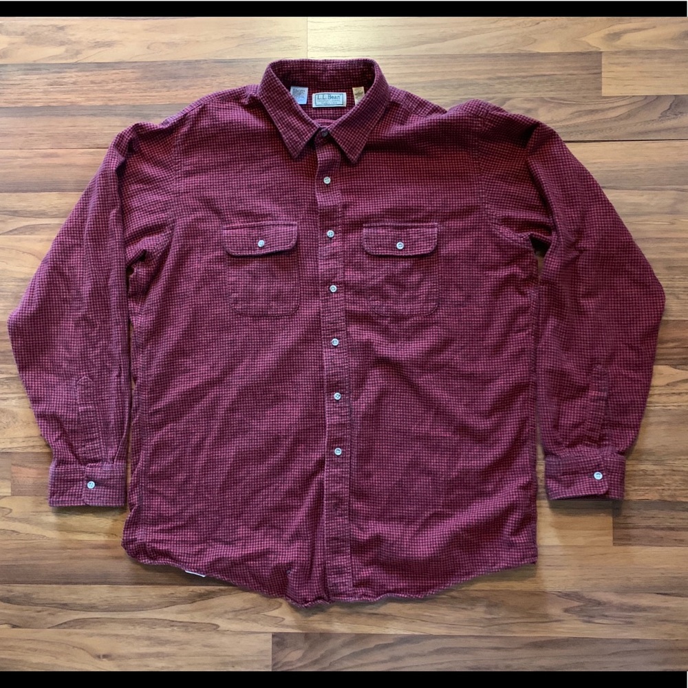 L.L. Bean Black and Red Plaid Flannel